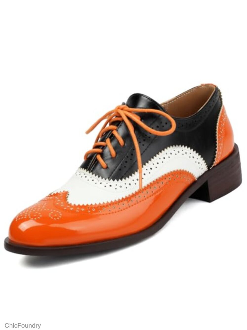Patent Leather Perforated Lace-Up Oxfords Wingtip Brogues Dress Shoes